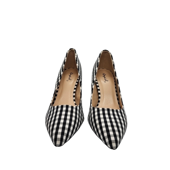 Qupid Women's Pointed Toe Gingham Pumps - 7 - Picture 4 of 8